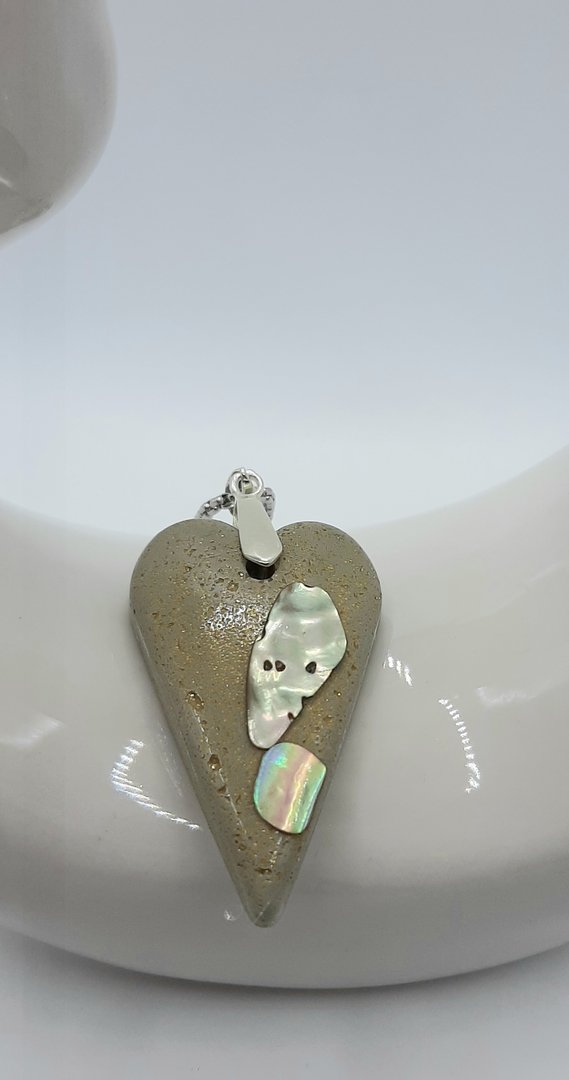 Halskette - HerzAnhänger mit Paua Muschel