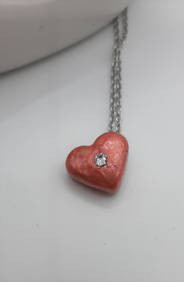 Halskette Herz Anhänger mit echte Swarovski Stein